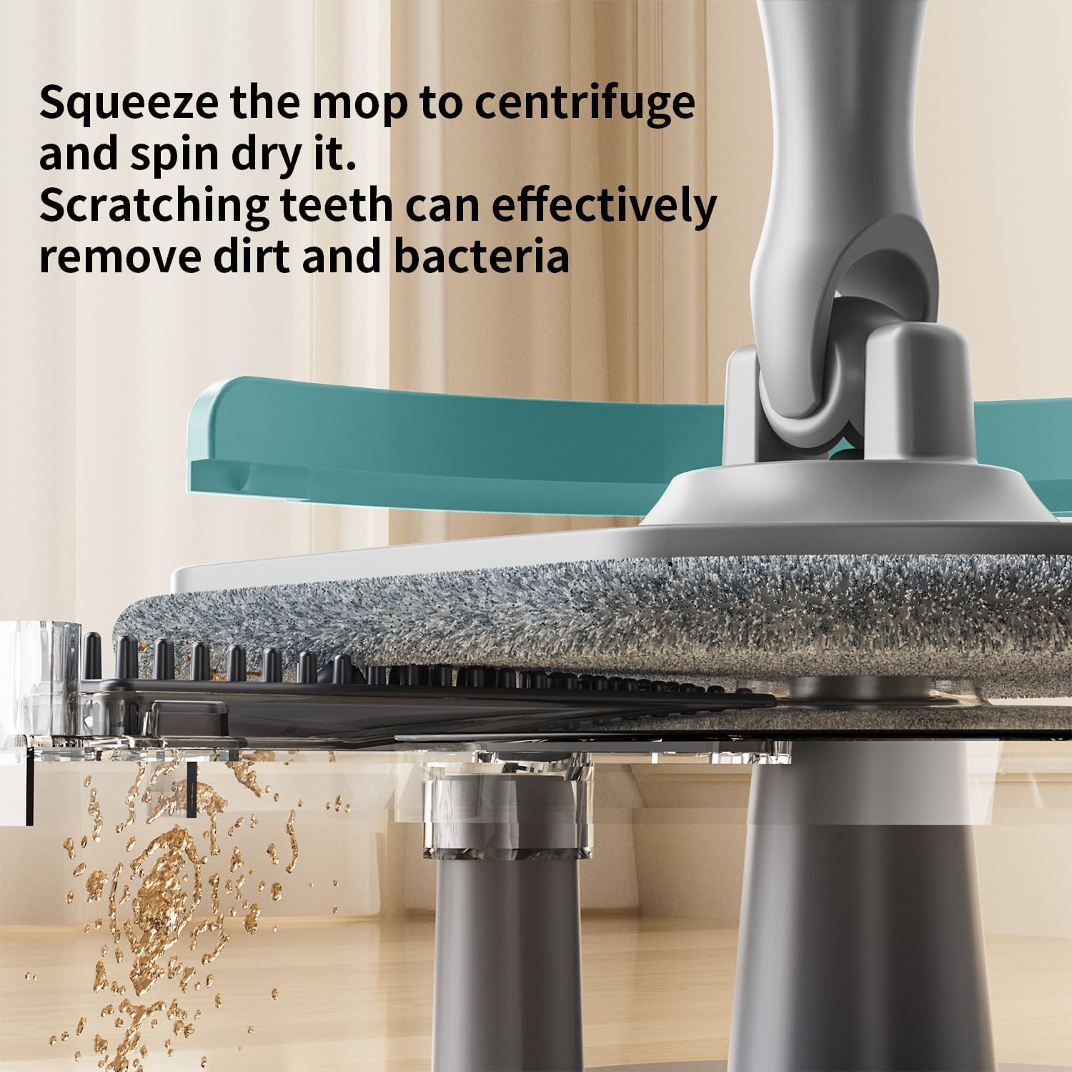 Spin Mop and Bucket Set with Separate Dirty and Clean Water,360° Spin Mop and Bucket System with Widening Foldable Handle,6 Replaceable Mop Pads,Square Mop for Floor Hardwood Tile Wall Cleaning(Blue)