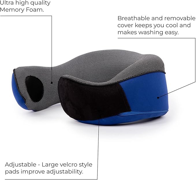 Neck Pillows for Travel - Airplane Pillow – Memory Foam for Kids & Adults – Travel Neck Pillow & Airplane Travel Essentials & Travel Must Haves with Carry Bag (Navy Blue)