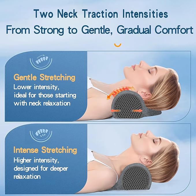 Cervical Neck Pillow: Designed to Help Alleviate Neck discomfort. This Neck Pillow for Sleeping can be Used as a Cervical Traction Device, for Neck Support and Shoulder Relaxation. (Grey)