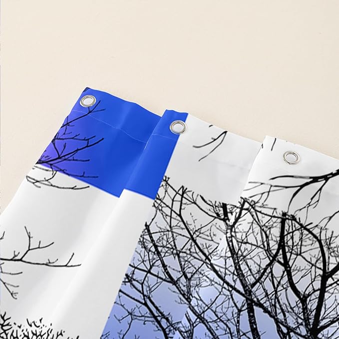 AILONEN Blue and White Tree Abstract Shower Curtain,Minimalist Printed Plant Tree Arts Bath Curtain,Modern Boho Waterproof Curtain for Bathroom Decor, 72" W x 78" H