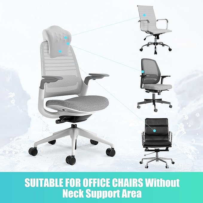 BALAPET Cooling Memory Neck Support for Office Chair, Headrest Pillow for Neck Pressure Relief Improved Posture for Working Chair, Car, Sofa, Plane and Travel