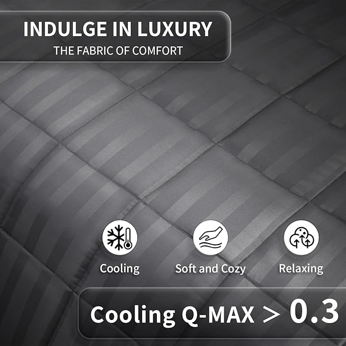 Weighted Blanket for Adult,25lbs Heavy Weighted Blanket 88"x104" Breathable Cooling Summer Blankets, Ultra Soft Cotton Comfort Throw Blanket with Glass Beads for All-Season (Dark Grey)