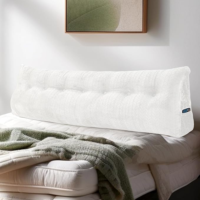 Triangular Wedge Headboard Pillow Large Bolster Bed Rest Reading Pillow Backrest Positioning Support Bolster Cushion with Removable Cover