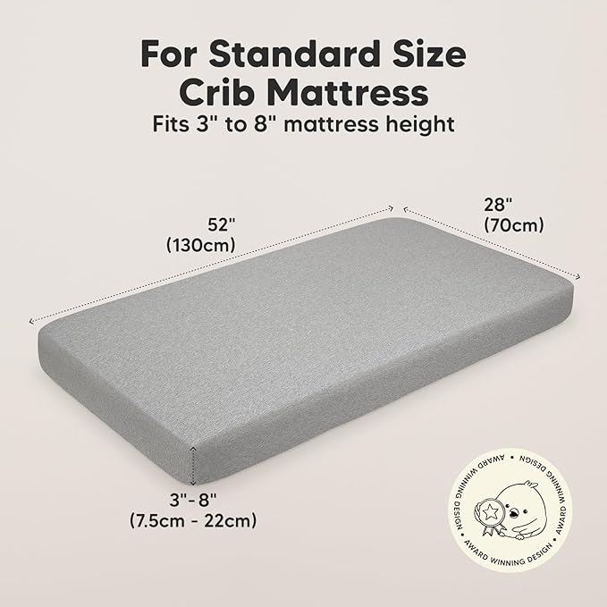 2-Pack Organic Crib Sheets for Boys, Girls - Jersey Fitted Crib Sheet, Baby Crib Sheets Neutral, Crib Mattress Sheet, Cotton Crib Sheets, Breathable Crib Sheet, Baby Mattress Sheets (Storm)