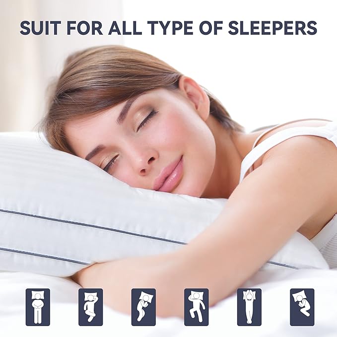 Deodar Bed Pillows for Sleeping 2 Pack Fluffy Down Alternative Hotel Pillows for Side and Back Sleepers Soft Gusseted Pillow King Size Set of 2, White, 20x36