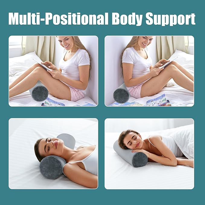 HOMBYS Memory Foam Sleep Position Training Pillow, Body Bolster Supportive Trainer Pillow for Back Sleeper Side Sleeper, Adjustable Body Pillow - Grey