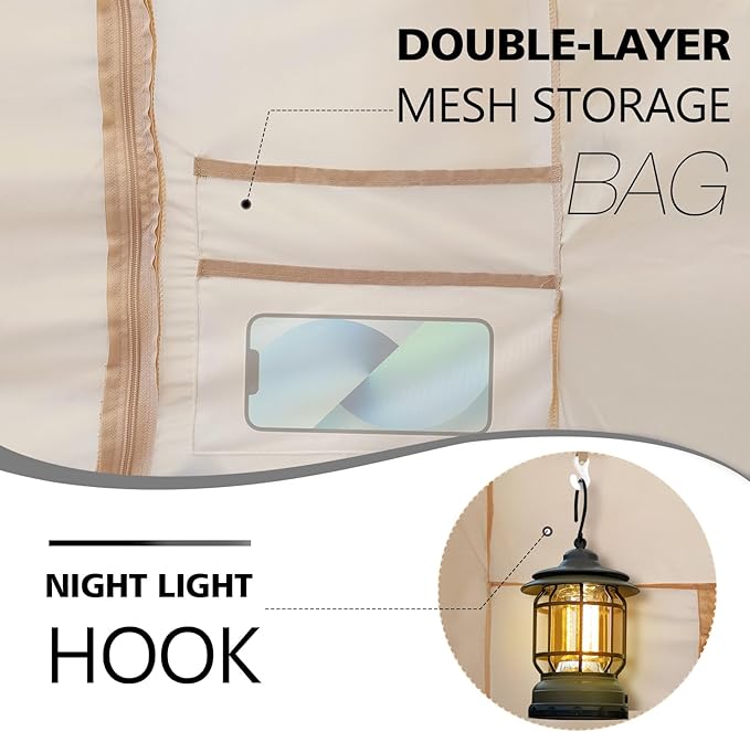 Bed Tent Bed Canopy Bunk Twin Size Tents for Adult and Kids- Portable Dream Tent Indoor Sleeping Tents 70% Blackout with 3 Doors Breathable Big Space Tents