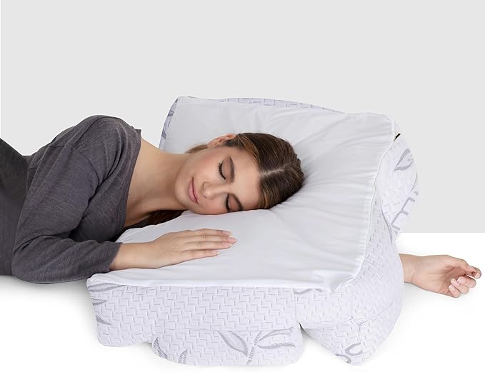 Medium Firm High Density Support. Arm Hole Slots for Cervical, Shoulder Pain Relief. Adjustable for Side, Back, Stomach Sleeping. Rayon Shell/Charcoal Infused Shredded Memory Foam