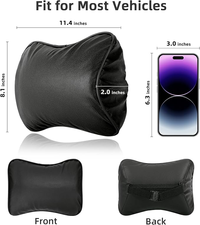 Car Neck Pillow, Car Headrest Pillow for Driving with 2.2" Rear View Blind Spot Mirrors, Memory Foam Car Pillow for Cervical Support, Vehicle Headrest Pillow for Car Seat, Black