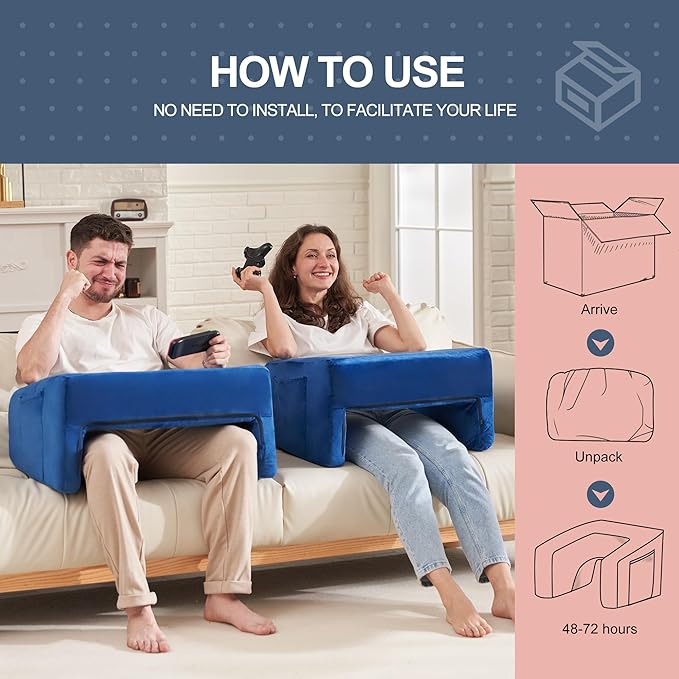 Homguava Reading Pillow Memory Lap Desk Foam Pillow for Adults Gaming Pillow Arm Rest Pillow for Reading, Crocheting, Gaming or Sitting in Bed (Blue, Medium)