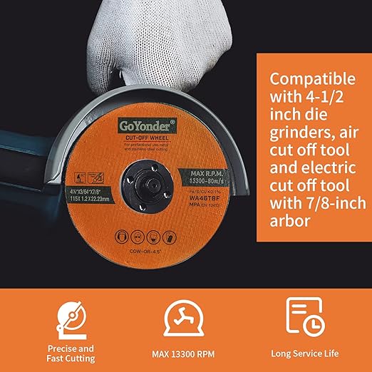 25 Pack 4.5" Cutting Wheel for Metal,Stainless Steel,4-1/2" x 0.045 x 7/8 Ultra Thin Cut-Off Wheel for Angle Grinders by GoYonder