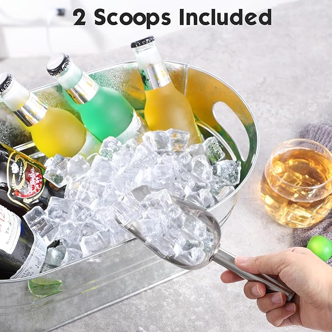 4 Pack Metal Ice Bucket, Galvanized Tub Ice Buckets For Parties, 4 Gallon Large Ice Bucket, With 2 Ice Bucket & 2 Tongs Cooler Bucket, For Festive Party Drink Cocktail Bar Champagne Bottle Bucket