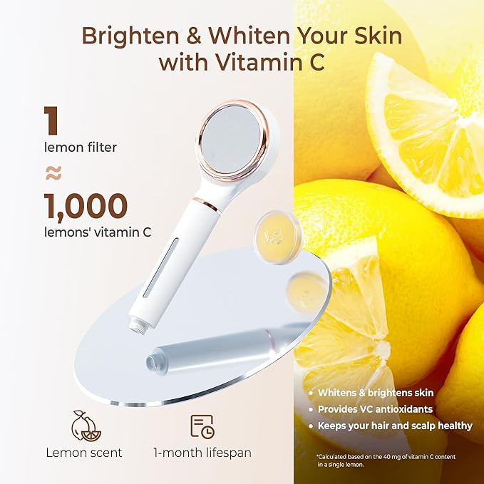 Waterdrop SF02-SL Filtered Shower Head with Handheld, High Pressure & Vitamin C for Healthier Hair & Skin, Softener Water, Reduce Chlorine, Reduce Hair Shedding, Soothe Dry Skin, Lemon Yellow