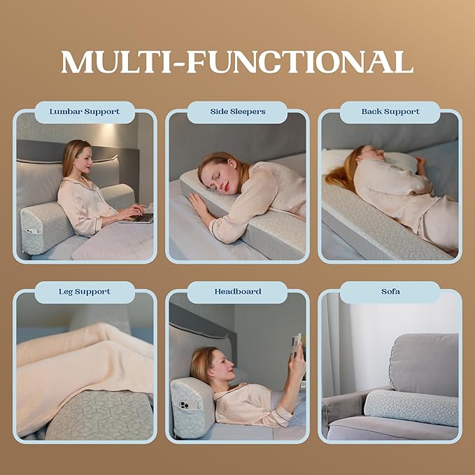 FeelAtHome Bed Gap Filler for King Bed | Bed Wedge Pillow for Headboard to Close The Gap (0-8") Between Headboard and Mattress - King Size (76"x10"x5")