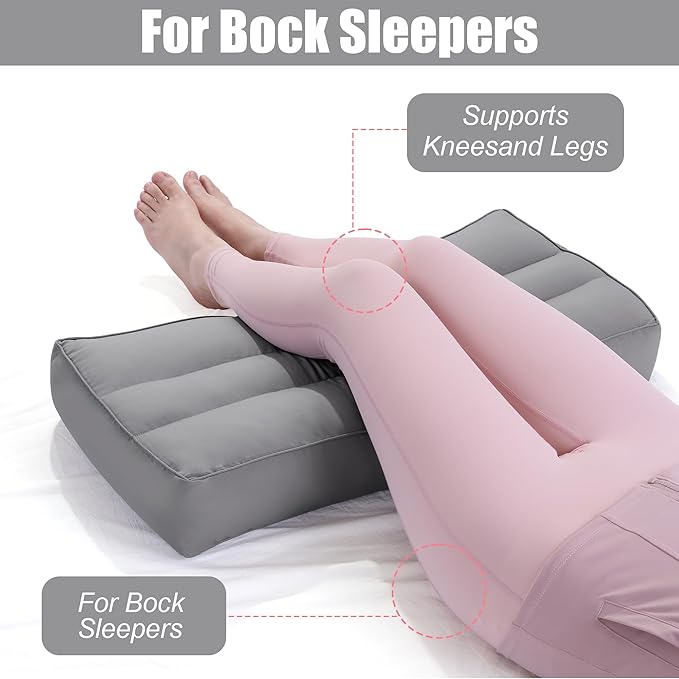 HOMBYS Knee Pillow for Side Sleepers,Down Alternative Between Leg Pillow for Sleeping,Under Knee Pillow for Sleeping on Back,Spine Alignment, Lower Back Pain Relief,Pregnancy Support,Dark Grey 4 inch