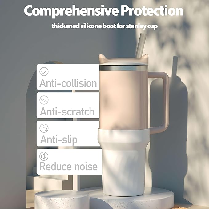 40oz Cup Accessories, Silicone Boot for 40oz Tumbler, Bottom Protector Cup Boot, Water Bottle Holder（silicone White）