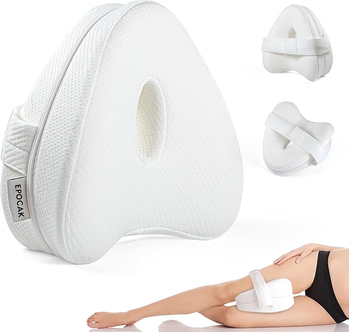 Knee Pillow for Adustable Side Sleepers with 1.3FT/40CM,100% Memory Foam Leg Pillow for Side Sleeping,Hip Pillow for Back,Hip,Knee Pain Relif (White)