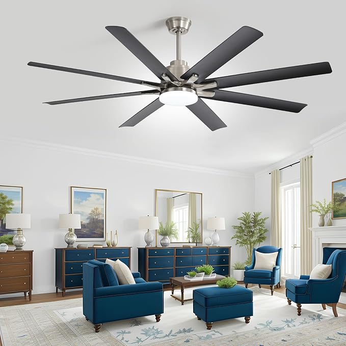 NicBex Ceiling Fan 66 Inch Ceiling Fans with Lights Ceiling Fan with 8 Blades and Remote Control Ceiling Fans with Reversible Noiseless DC Motor for Bedroom, Living Room, Gray