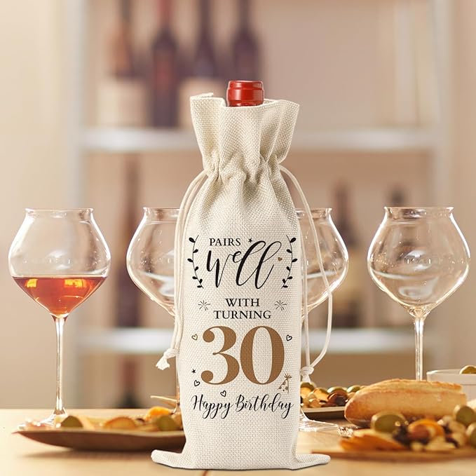30th Birthday Gifts for Her Women Men, Best Gift for 30 Year Old Man Husband Wife Friends Him Her, Vintae Happy 1994 30th Birthday Anniversary Decorations Wine Bag?Wine Gifts Wine Gift Bag