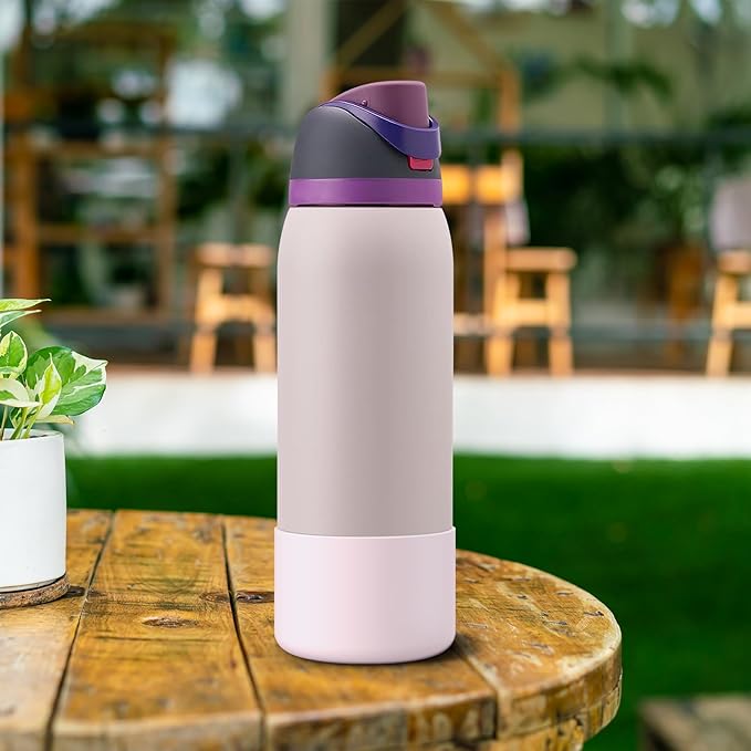 2PCS Silicone Water Bottle Boot for Owala 24oz 32oz 40oz, Anti-Slip Protective Sleeve Bottom Bumper Protector for FreeSip, Twist, and Flip Stainless Steel Water Bottles