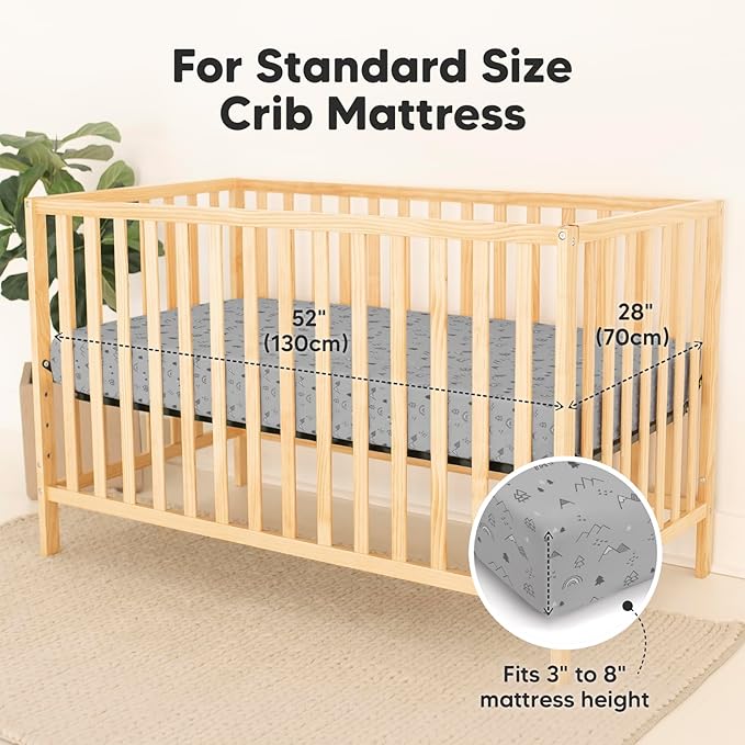 2-Pack Waterproof Crib Sheets for Boys, Girls - Viscose Derived from Bamboo Crib Sheets Neutral, Crib Mattress Protector Sheet, Soft Toddler Bed Sheets, Fitted Baby Crib Sheets Girl, Boy (Woodland)
