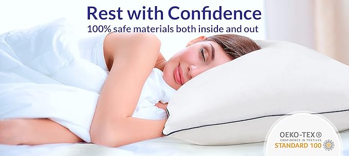 ROYALE LINENS Pillows Queen Size Set of 2 - Bed Pillows for Sleeping - Piping Pillow for Back, Stomach or Side Sleepers - Down Alternative Queen Pillows - Soft Hotel Quality (20x30 Inches, Pack of 2)