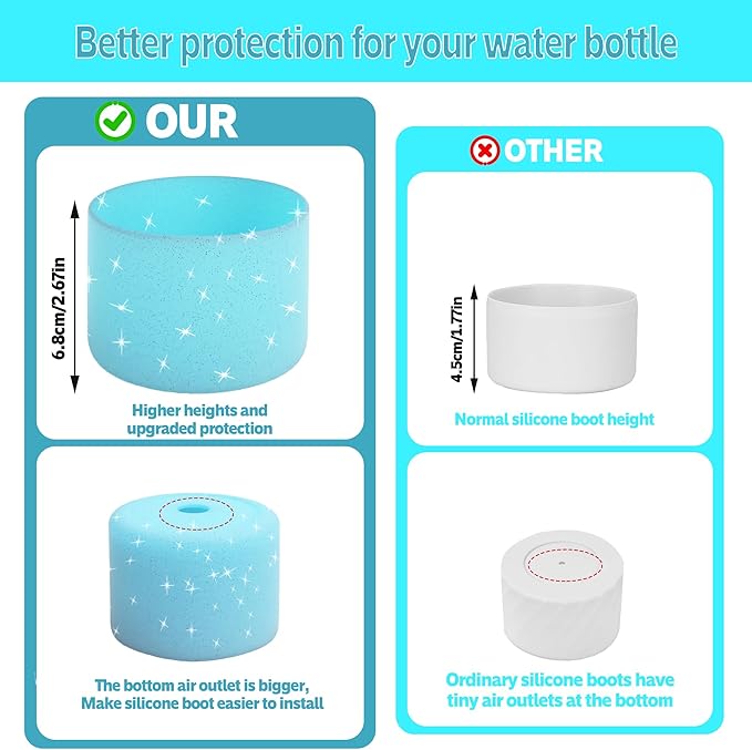 2PCS Silicone Water Bottle Boot for Owala 24oz 32oz 40oz,Anti-Slip Protective Sleeve Bottom Bumper Protector for FreeSip, Twist, and Flip Water Bottles