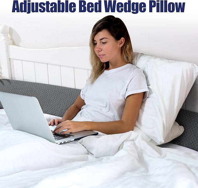 HOMBYS Wedge Pillow Headboard for Bed Gap,Foldable Bed Wedge Gap Filler Twin Size,Matterss Gap Filler,Multi Functional Bed Crack Pillow, Fill The Gap (0-7") Between Your Headboard and Mattress,Grey