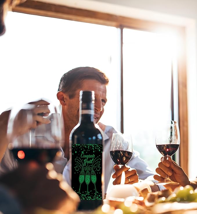 24Pcs Graduation Gift Wine Labels Congrats Grad Wine Bottle Stickers Graduation Party Waterproof Wine Bottle Decoration Cover for College Congrats Graduation Party Decorations, 4 Design