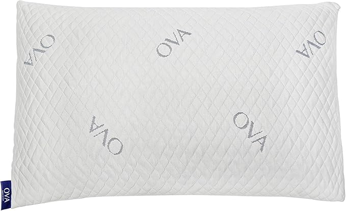 OVA - Queen Size Tri-blend memory foam hypoallergenic pillow, Cooling cover, Firm or Soft Customizable. Machine washable, 100% Made in The U.S.A. 60 Day Risk free trial! (2 Pack, Queen)