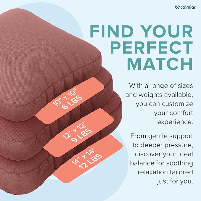 Calmier - 9 lb Sensory Weighted Pillow - Glass Bead Filled Hug Pillow - Ultra Plush Cozy Weighted Pillows for Adults and Kids - Child Sensory Pillow - Weighted Lap Pad (Pink - Fleece, 9 LBS)