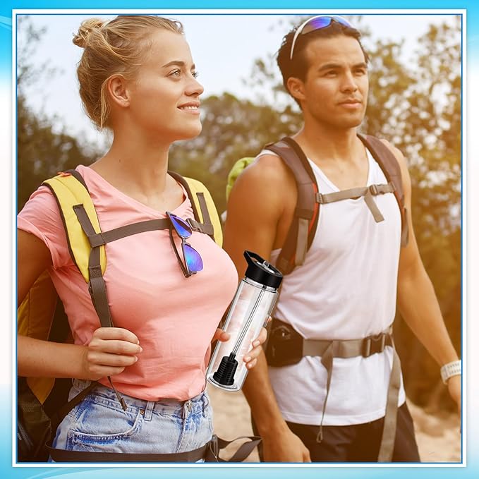 4 Pack Filtered Water Bottle Sports 24 oz Classic Water Bottle with Filter Portable Reusable Plastic Camping Hiking Water Filters with Straw for Travel Survival Backpacking Emergency