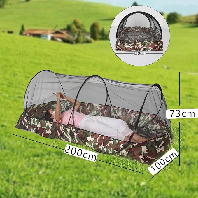 Akiky Mosquito Net Pop Up Bed Net Tent with Camouflage Bottom Portable&Foldable Bed Canopy for Bunk Bed Twin Sleeping Tent for Indoor Outdoor