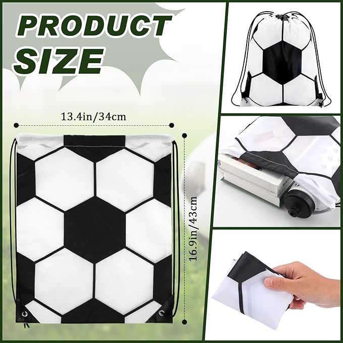 4 Pcs Soccer Party Favors Sports Drawstring Bag 24 oz Soccer Reusable Water Bottles Sports Water Bottle for Sporting Cycling Working Traveling Gym Outdoor
