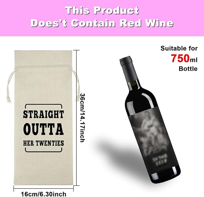 30 Years Old Happy Birthday Gift Wine Bag Funny 30th Birthday Gifts for Women Cotton Wine Wrap Bag Turning 30 Gifts Burlap Wine Bottle Bag 30th Anniversary Ideas Gift for Mom Wife Friend Sister