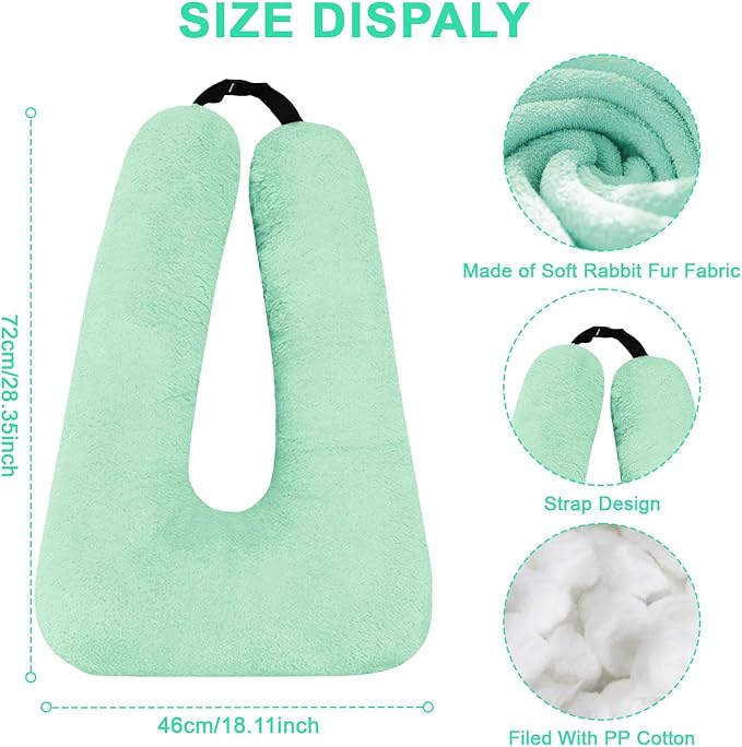 Travel Pillow, Travel Pillow for Kids, Sleeper Hold Pillow Travel, Removable U-Shaped Pillow for Adults and Children to Support Head and Body in The Back Seat of Long Car Trips (LightGreen)