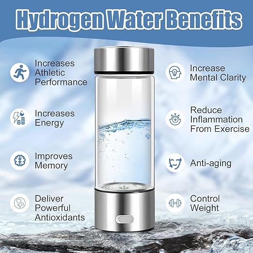 2024 Hydrogen Water Bottle, Hydrogen Water Bottle Generator, Three Minute Rapid Electrolysis, 420ml Portable Hydrogen Water Generator for Office, Daily Use, Travel, Fitness and Gifts