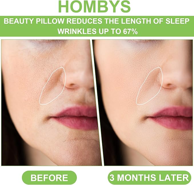 HOMBYS Beauty Pillow for Side Sleepers, Side Sleeper Pillows for Adults,Silky Smooth Satin Bed Pillow,White