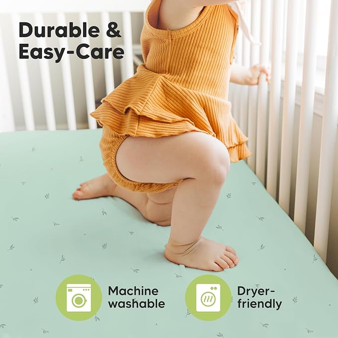 2-Pack Crib Sheets for Boys,Girls - Viscose Derived from Bamboo Fitted Crib Sheet, Organic Baby Crib Sheets, Crib Mattress Sheet,Toddler Bed Sheets,Baby Sheets for Crib Fitted Sheets(Bunnies)