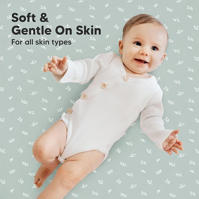 2-Pack Mini Crib Sheets Fitted, Pack and Play Sheets - Organic Cotton Pack N Play Sheets for Pack and Play Mattress, Playard Baby Crib Sheets, Jersey Crib Sheets Neutral for Boys, Girls (Prairie)