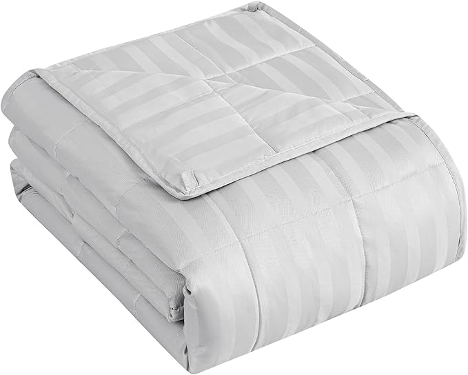 Weighted Blanket for Adult,10lbs Heavy Weighted Blanket 48"x72" Breathable Cooling Summer Blankets, Ultra Soft Cotton Comfort Throw Blanket with Glass Beads for All-Season (Light Grey)