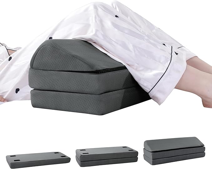 HOMBYS 3-in-1 Adjustable Height Wedge Pillow, 7" Height Leg Knee Pillow for Side Sleepers & Aligns Spine, Supportive Bolster Pillow for Pregnancy Relieves Pressure Hip Leg Elevation, 26", Dark Grey