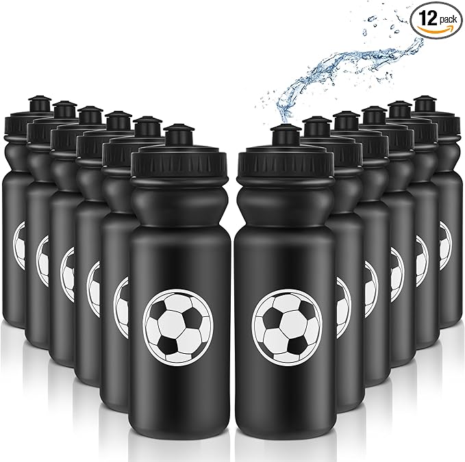 12 Pack Water Bottles Bulk 20 oz Reusable Squeeze Water Bottles Plastic Sports Bottle with Pull Top Cap Gifts Tumbler for Sports Travel Gym Party Supplies Friends Men Girls