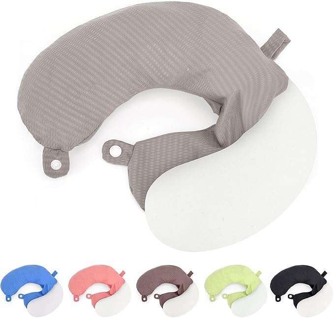 Travel Neck Pillow Cover Neck Pillow Replacement Cover Travel U Neck Pillow Case Cover Soft and Smooth Neck Pillow Cover Black Gray (Only Pillow Cover, No Filler)