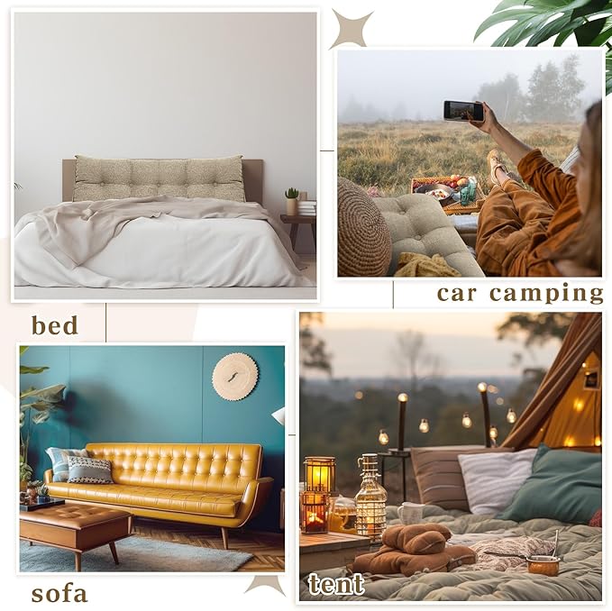 Wenqik Wedge Pillow Triangular Dorm Headboard Bed Rest Reading Backrest Back Support Long Bolster Pillow with Removable Cover for Dorm Room Supplies(Khaki Gray,Queen (59 x 20 x 8 Inch))