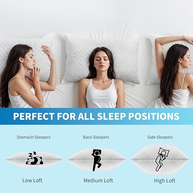 Shredded Memory Foam Pillows, Bed Pillows King Size Set of 2, Cooling Pillows for Sleeping, Adjustable Firm Pillows for Side Back and Stomach Sleepers, Bed Pillows with Washable Removable Cover