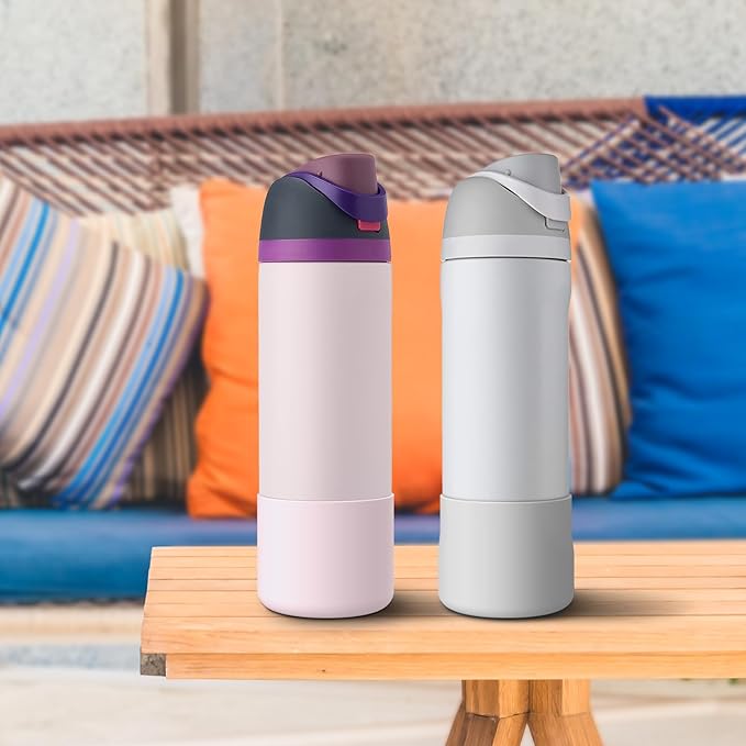 2PCS Silicone Water Bottle Boot for Owala 24oz 32oz 40oz, Protective Bottom Bumper Anti-Slip Sleeve for FreeSip, Twist, and Flip Stainless Steel Bottles, Dishwasher Safe and BPA Free