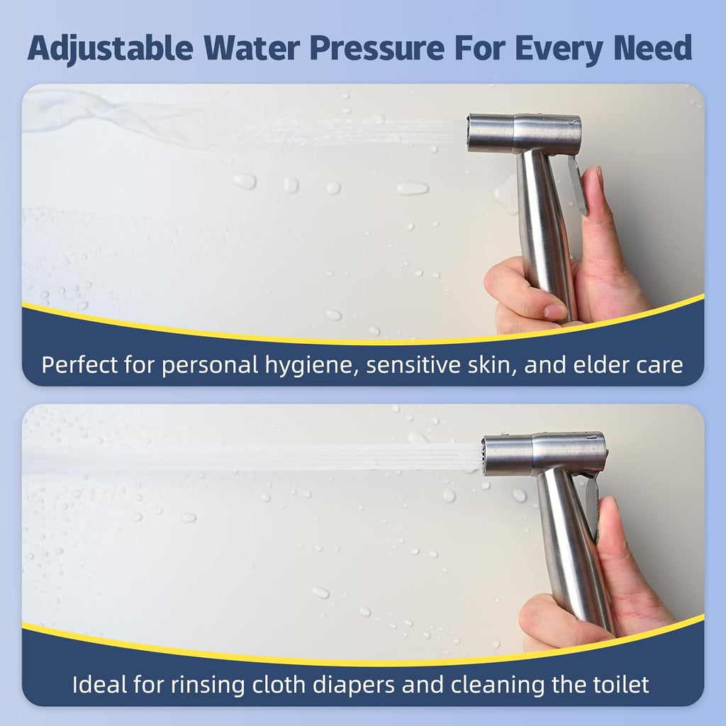 Handheld Bidet Sprayer for Toilet 2 PCS - Bidets for Existing Toilets Adjustable Water Pressure with Bidet Hose for Feminine Wash, Stainless Steel Muslim Shower Jet Spray for Toilet