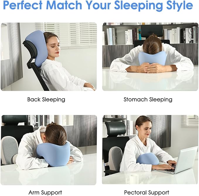 2-in-1 Travel Pillow, 2 Pack Upgraded Airplane Pillow with Storage Bag, Face Down Pillow Relax Arms, Adjustable U Shape Memory Foam Neck Pillow for Airplane, Car, Train, Bus and Home Use