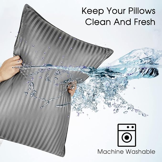 Basic Beyond Queen Size Pillows for Sleeping - Soft Down Alternative Pillows Luxury Hotel Collection Bed Pillows Queen Size Set of 2,Grey,20x28 Inches